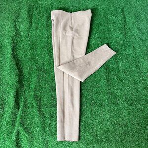 Zara XS Camel Faux Suede Leggings Flat Front Front Seam Mid Rise Ankle Zip Pants